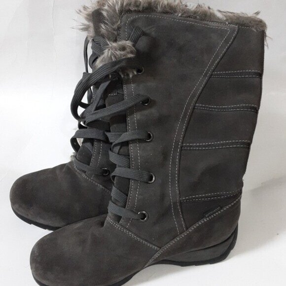 Sporto Kristen Leather suede waterproof winter Boots  8M lace up faux fur casual - Picture 5 of 8